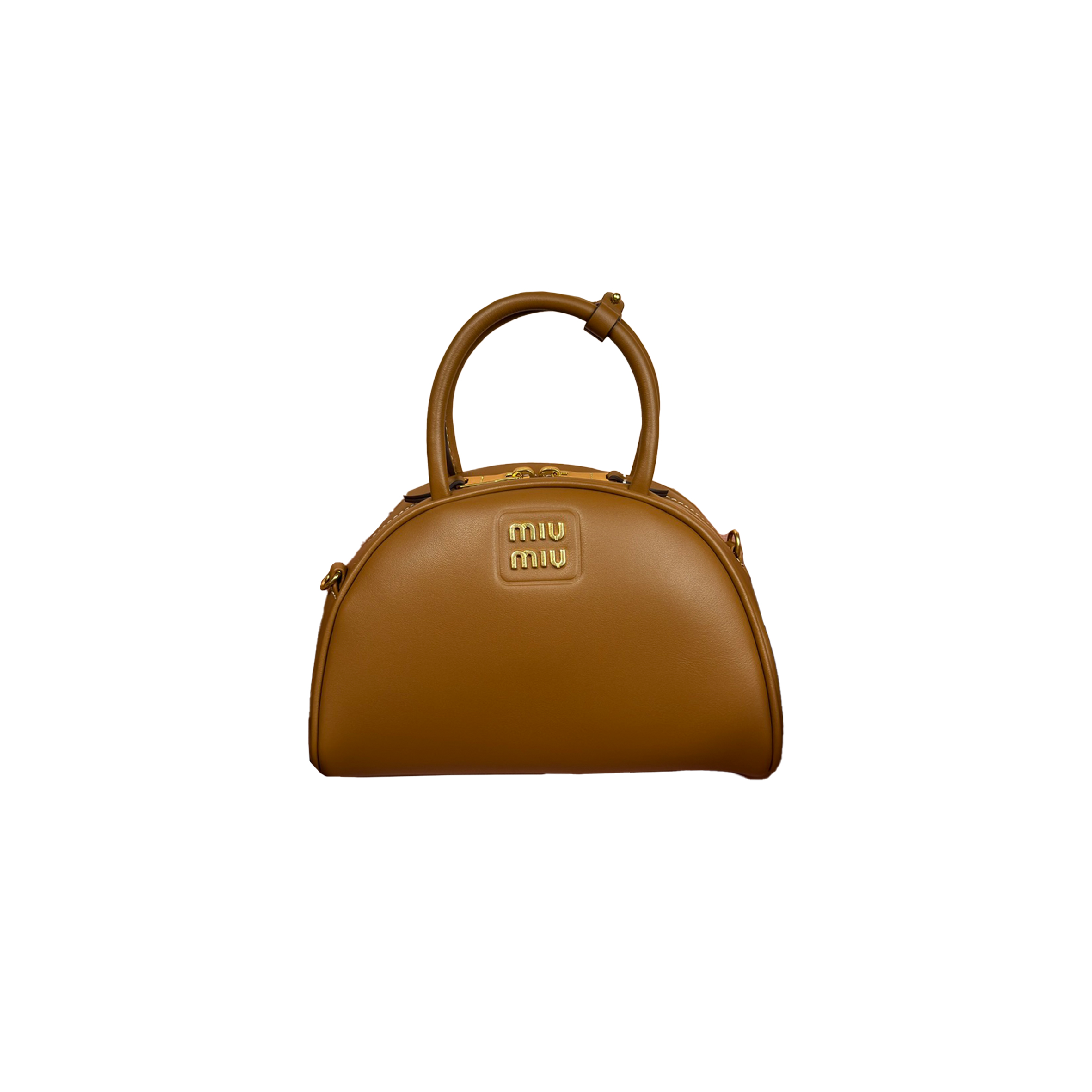 MIU MIU BROWN LEATHER BAG 5BB157 (24*15.5*11cm)